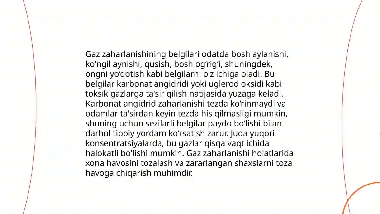 Gaz zaharlanishining belgilari 4