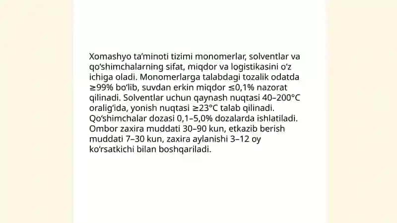 Respublikamizda polimerlar ishlab chiqarish jarayonlarining texnologik tizimlari 4