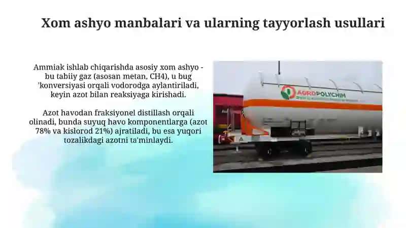 Suyuq azotli o'g'itlar ishlab chiqarish. Ammiakatlar 4