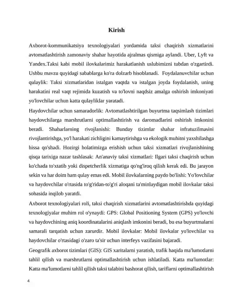 Axborot kommunikatsiya texnologiyalari yordamida taksi chaqirishni avtomatlashtirish 4