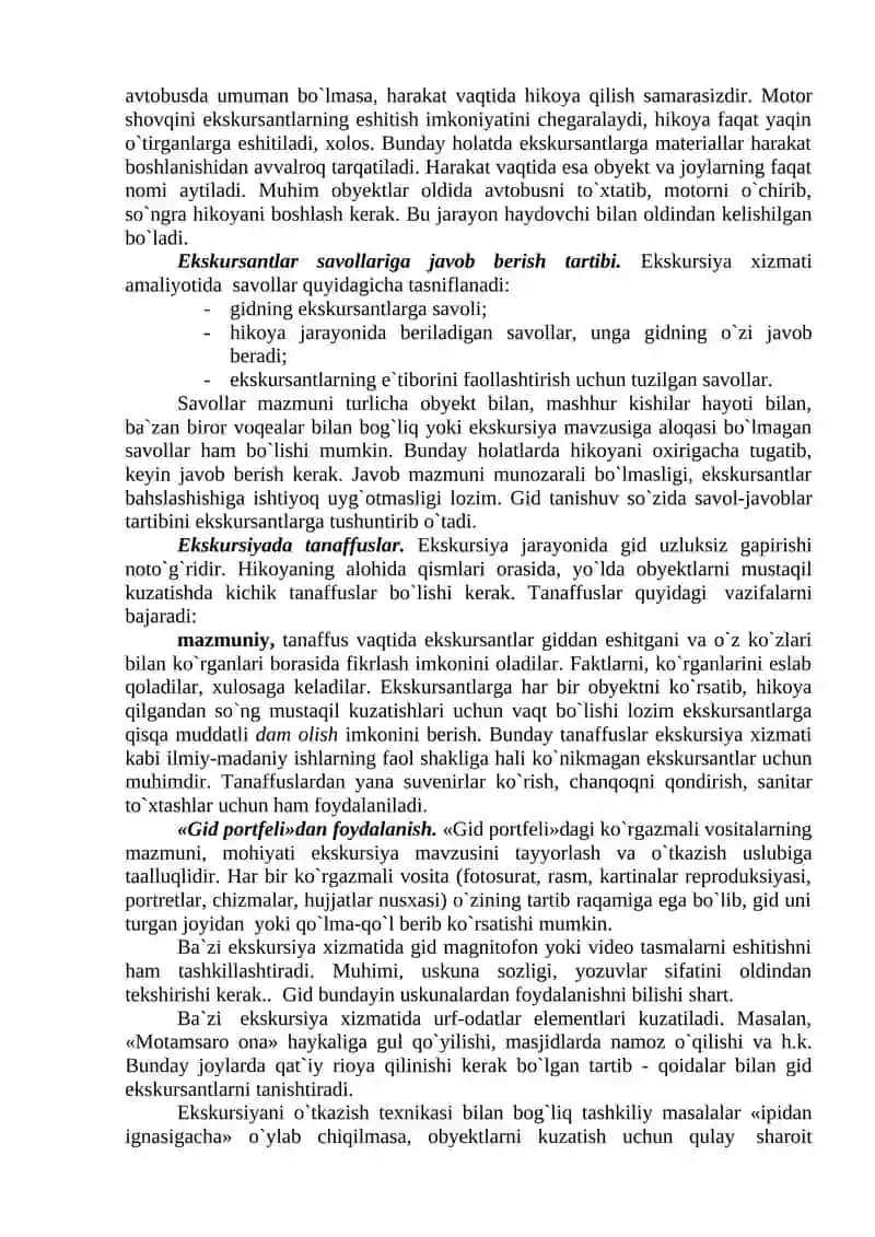 Ekskursiya Xizmatining Tashkiliy Masalalari 4