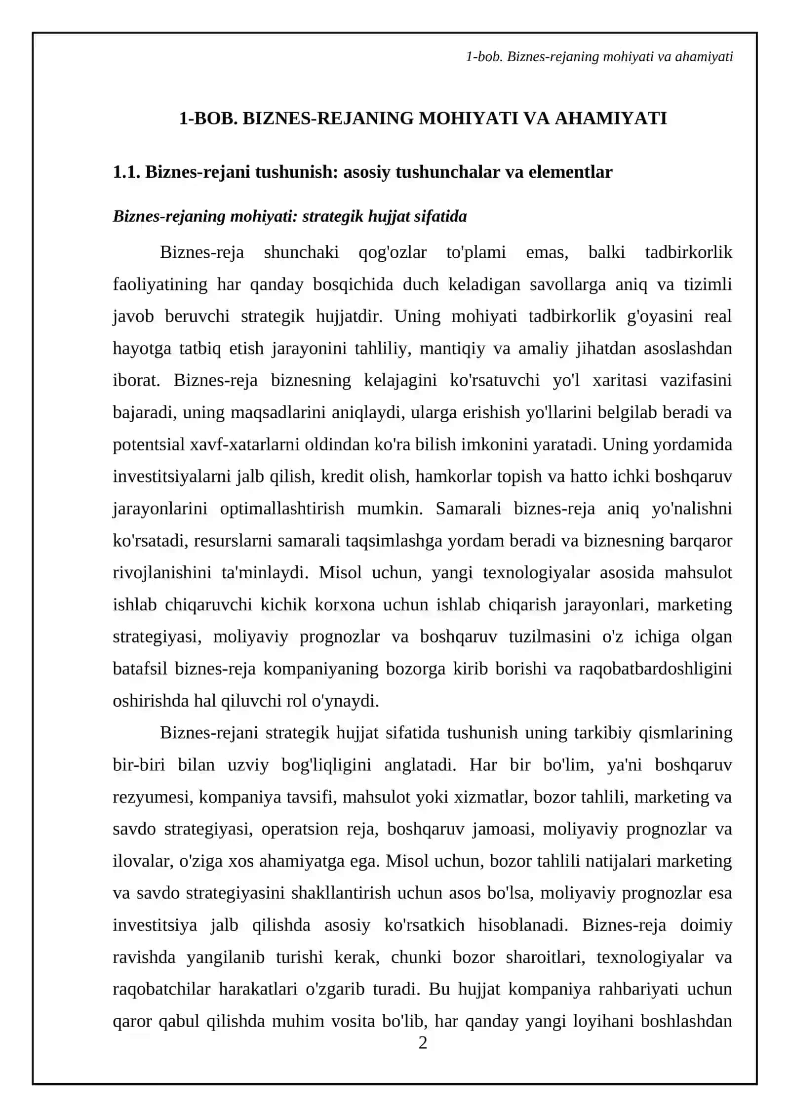 Biznes-rejaning mohiyati, maqsadi vavazifalari 4