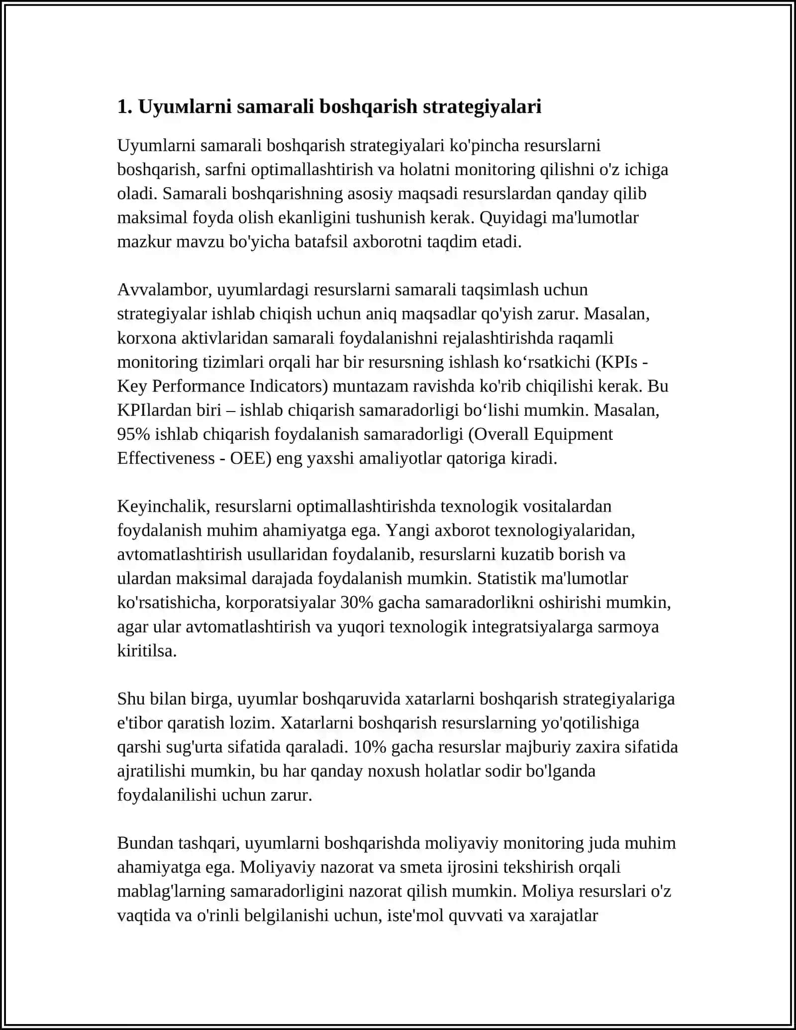 UYUMLARNI ISHLATISH JAROYONINI BOSHQARISHNING SAMARADORLIGI 4
