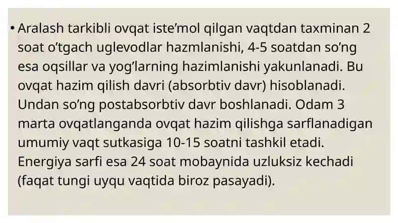 Uglevod, yogʻ va aminokislotalar almashinuvining boshqarilishi 4