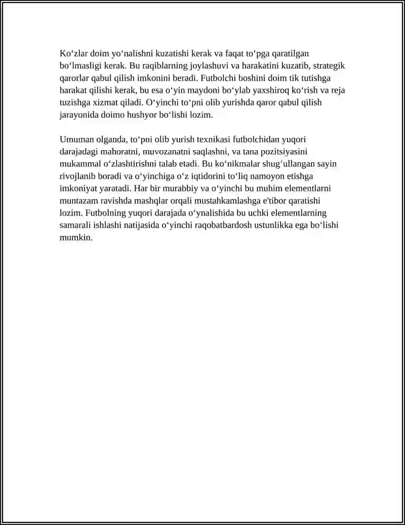 FUDBOL TOʻPNI OLIB YURISH TEXNIKASINI OʻRGANISH 4
