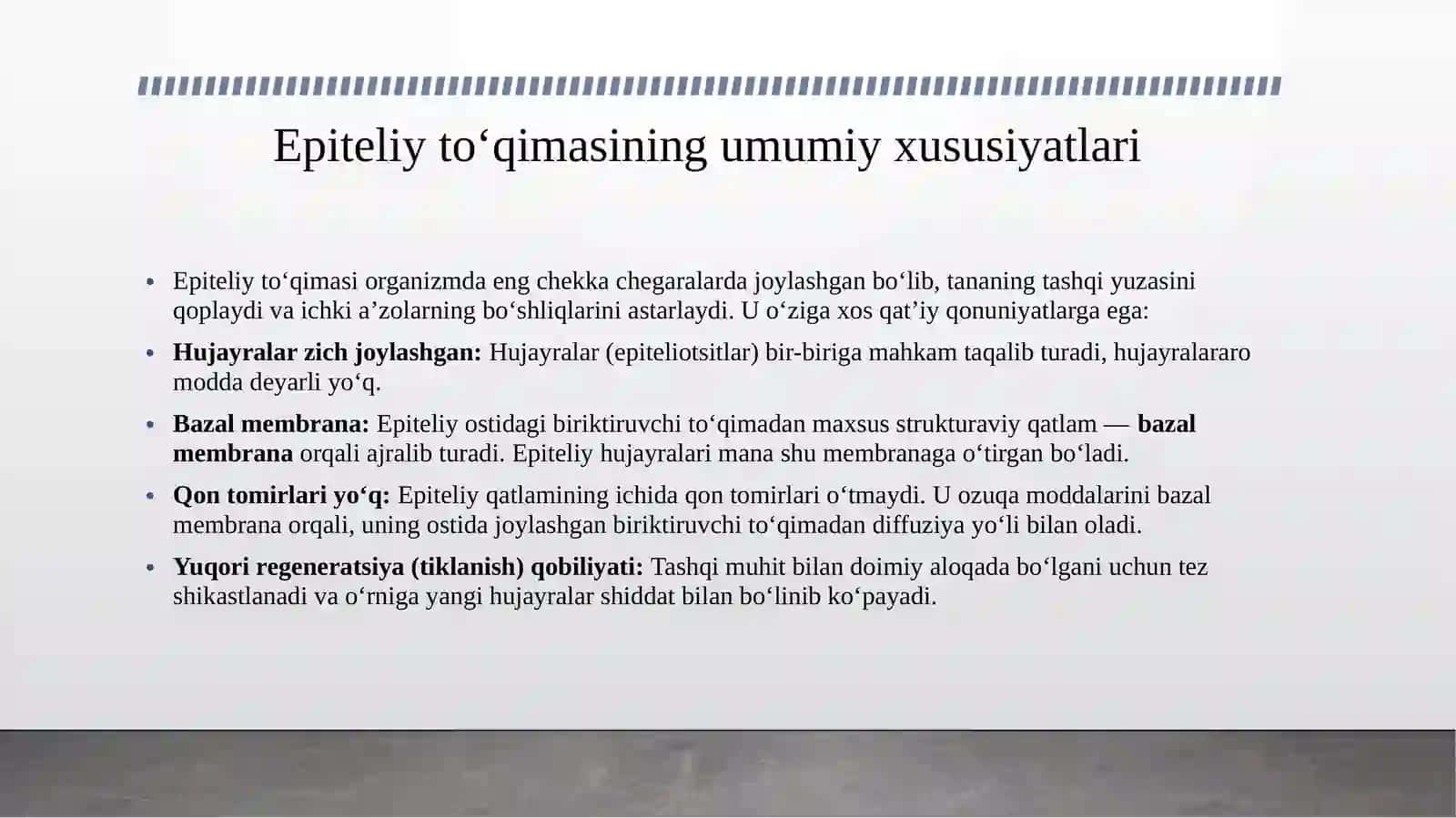 To'qimalar. Epiteliy to'qimasi. Bezli epiteliy, bezlar 4