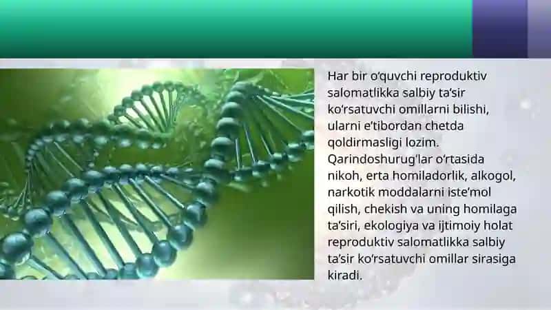 Odamda uchraydigan irsiy kasalliklar. Reproduktiv salomatlik 4