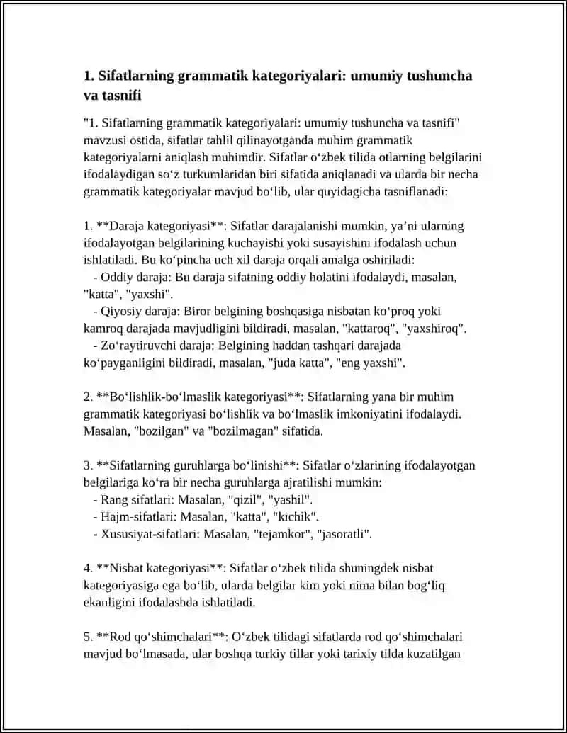 Sifatlarning grammatik kategoriyalari 4