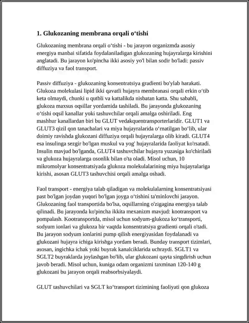Glukozaning membrana orqali oʻtishi 4