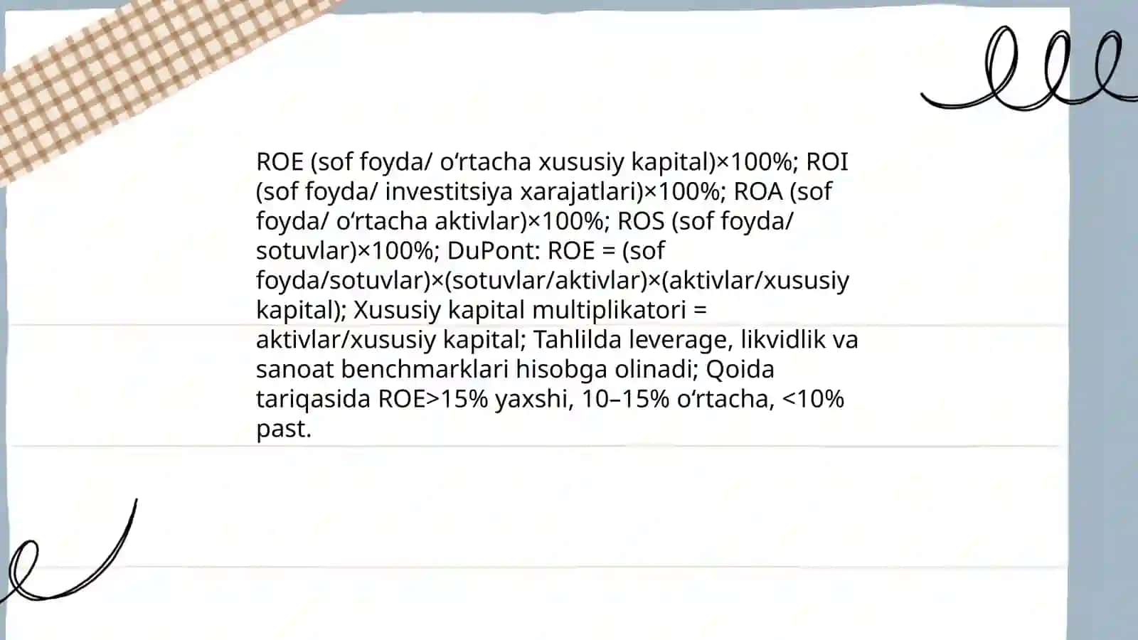 Xususiy Kapital rentabelligi tahlili 4