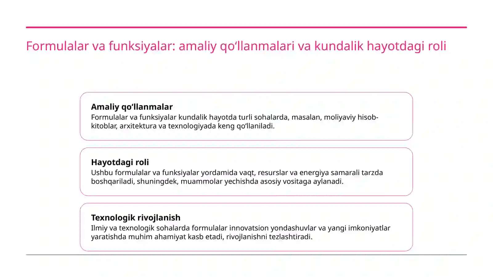 Asosiy formulalar va funksiyalar 4
