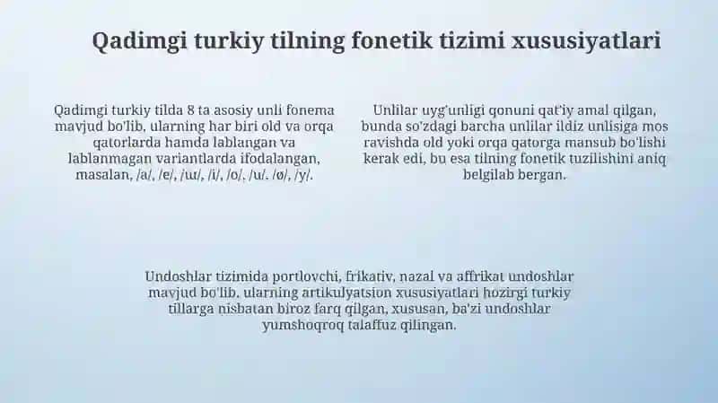 Qadimgi turkiy til davri tilida turkiy tillarning fonetik, leksik tizimining òziga xosligi 4