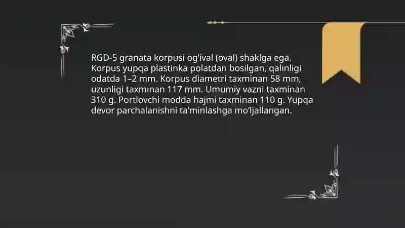 RGD-5 qoʻl granatasi tuzilishi va qoʻllanishi 4