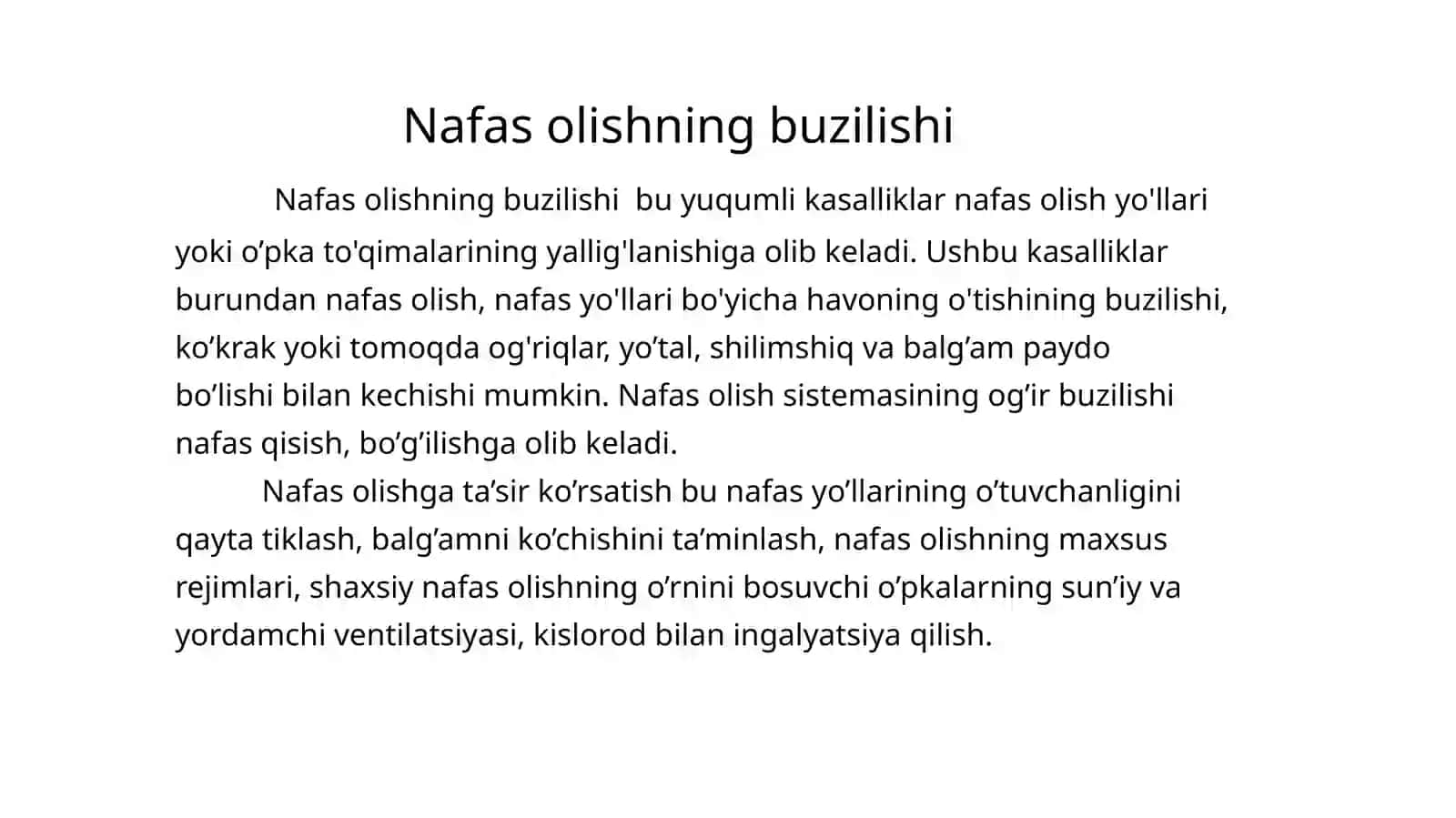 Nafas tizimi kasalliklari bilan kasallangan bemorlarni parvarishi va ularning nazorati 4
