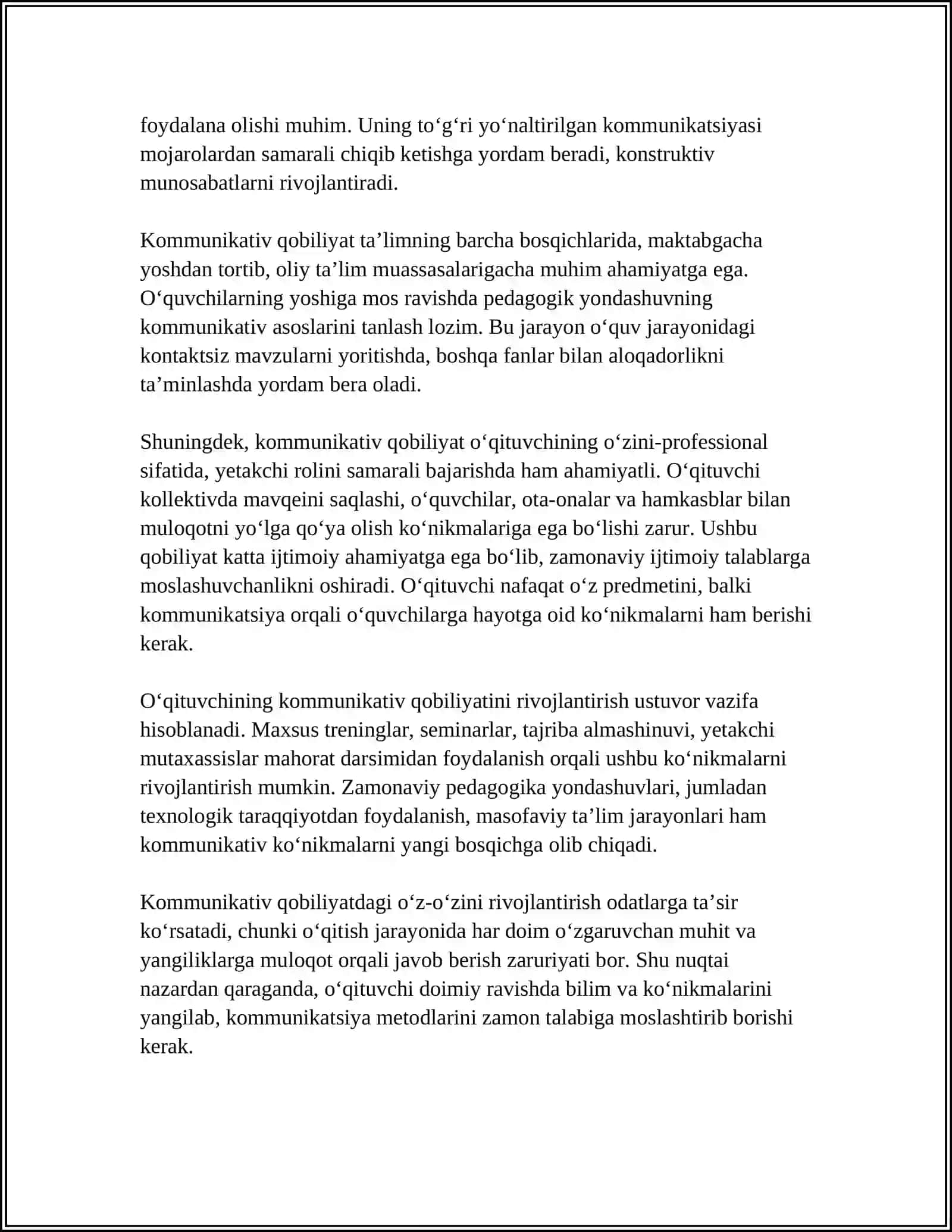 Oʻqituvchining kommunikativ qobiliyati: tushunchasi va pedagogik ahamiyati 4