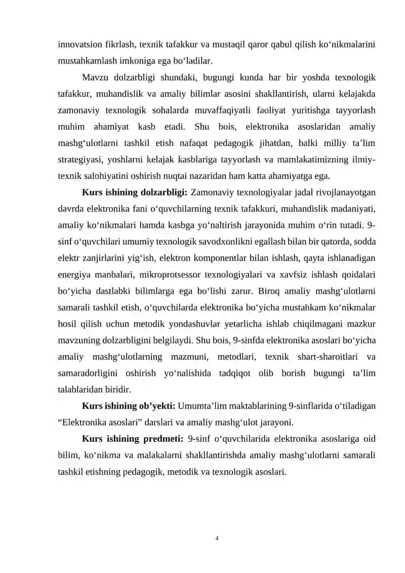 9-sinfda elektronika asoslaridan amaliy mashg’ulotlarni tashkil etish 4
