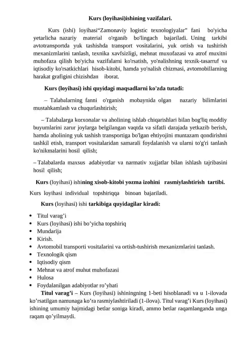 Zamonaviy Logistik Texnologiyalar Kurs ishi 4