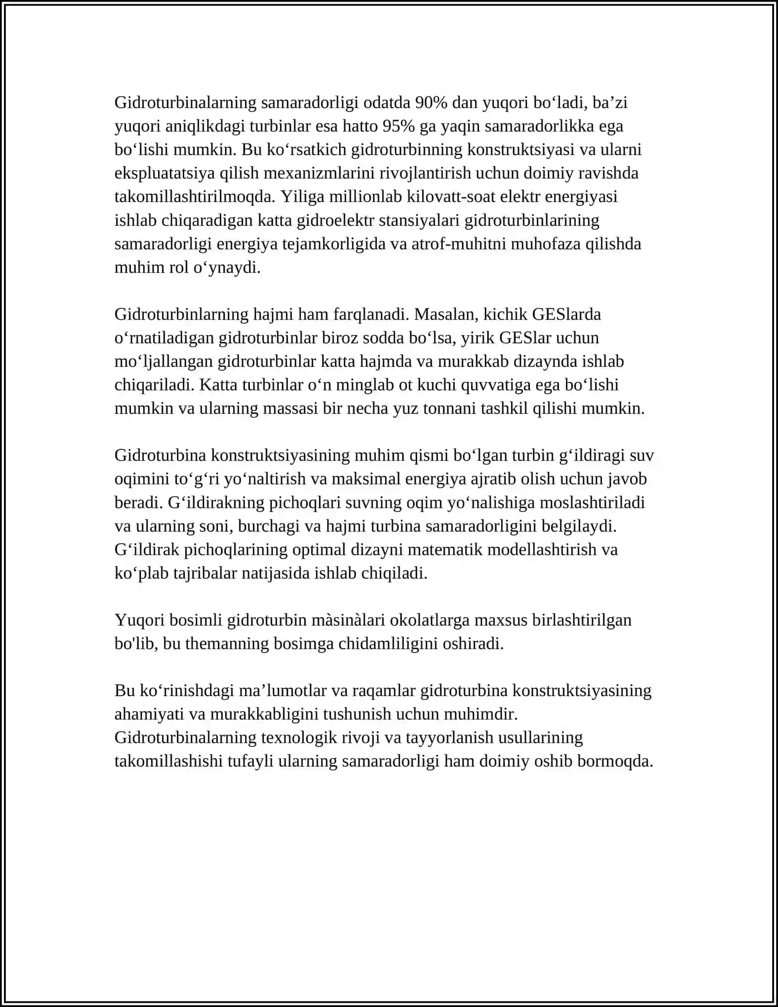 CHOʻMICHLI GIDRITURBINALAR KONSTRUKSIYASI VA ASOSIY QISMLARI 4