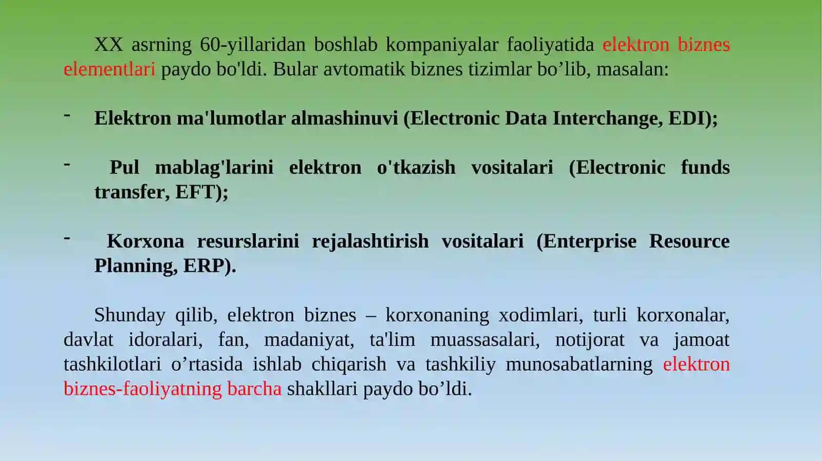 Elektron biznes va mobil tijorat texnologiyalari 4