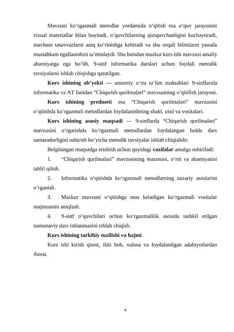 Chiqarish qurilmalarini mavzusini oʻrgatishda koʻrgazmali metodlardan foydalanish 4