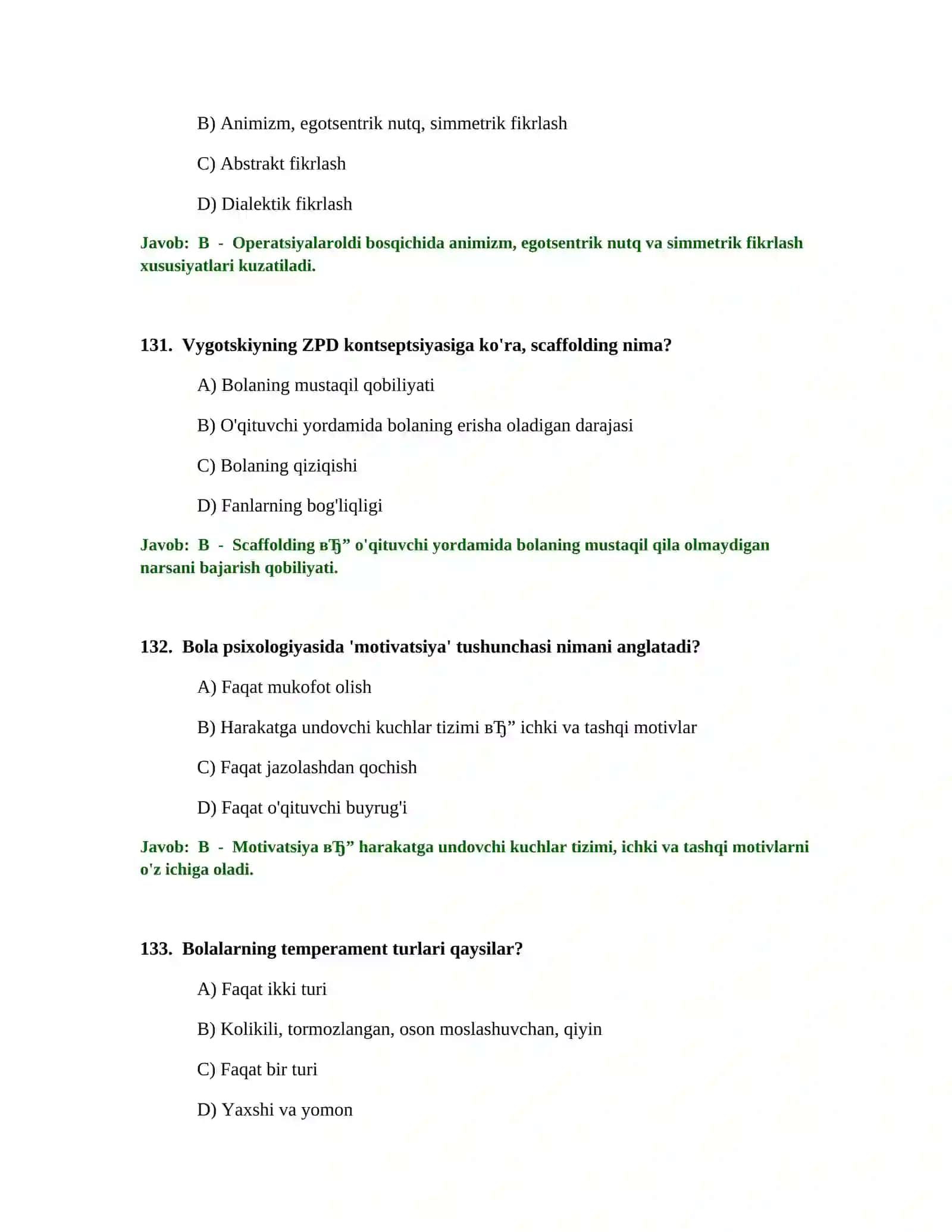 BOSHLANG'ICH TA'LIM O'QITUVCHISI TEST SINOVLARI 4