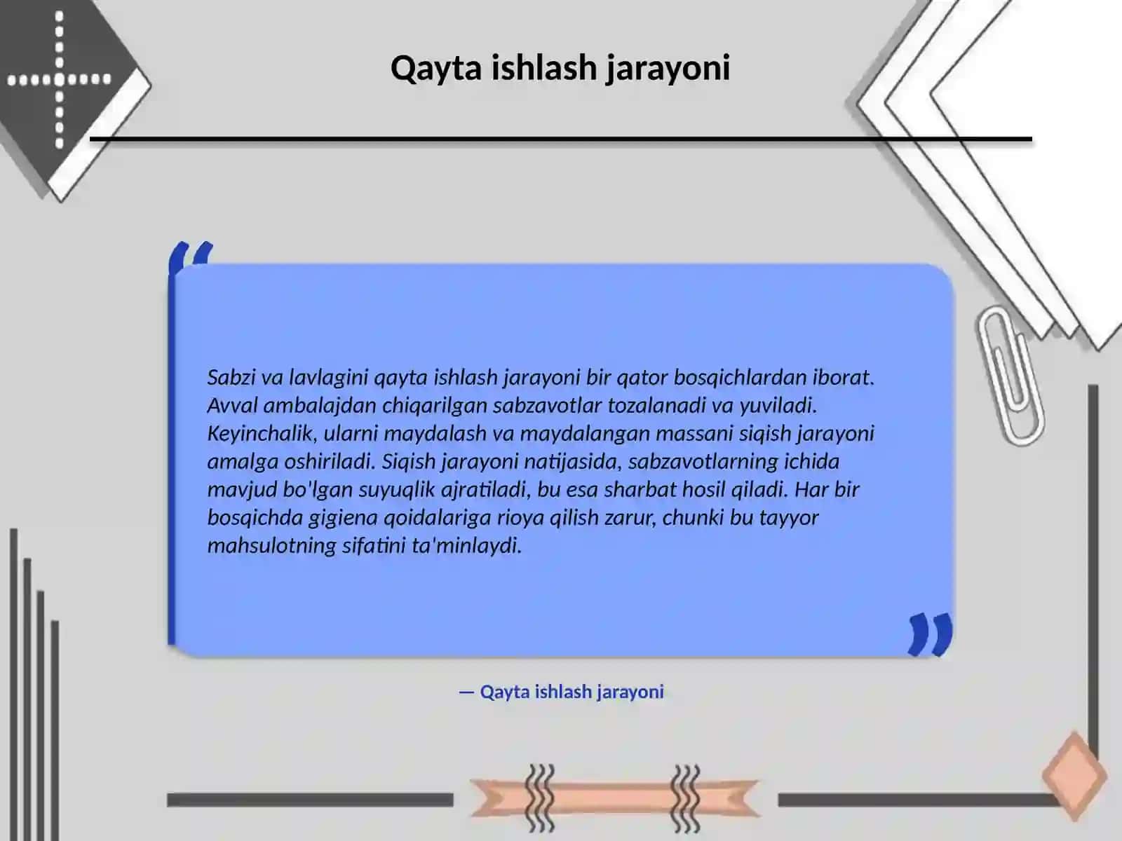 Sabzi va xoʻraki lavlagini qayta ishlab sharbat olish texnologiyasi 4