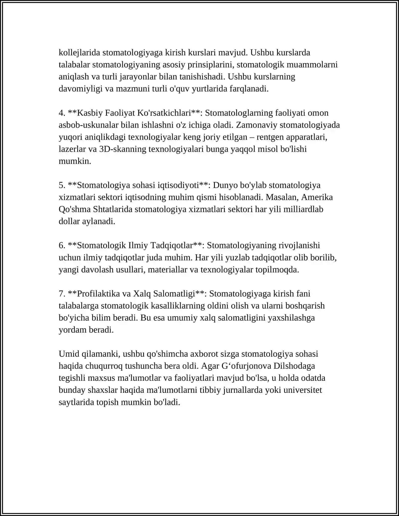 GʻOFURJONOVA DILSHODANI STOMGA KIRISH FANIDAN REFERATI 4