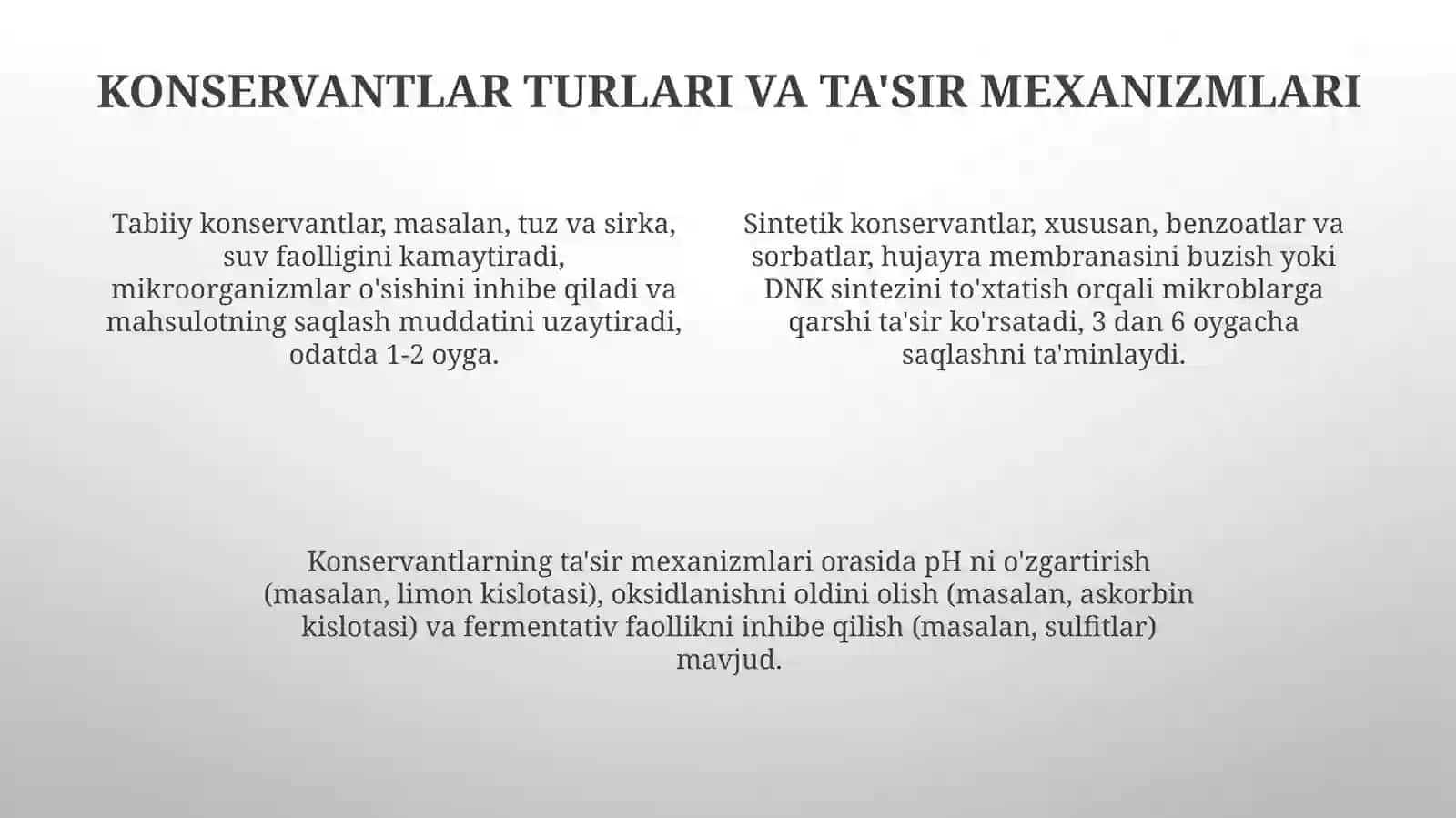 Konservantlar - Ta'rif, Turlari va Ta'sir Mexanizmlari 4