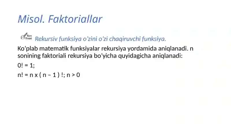 Rekursivfunksiyalar bilan ishlash 4