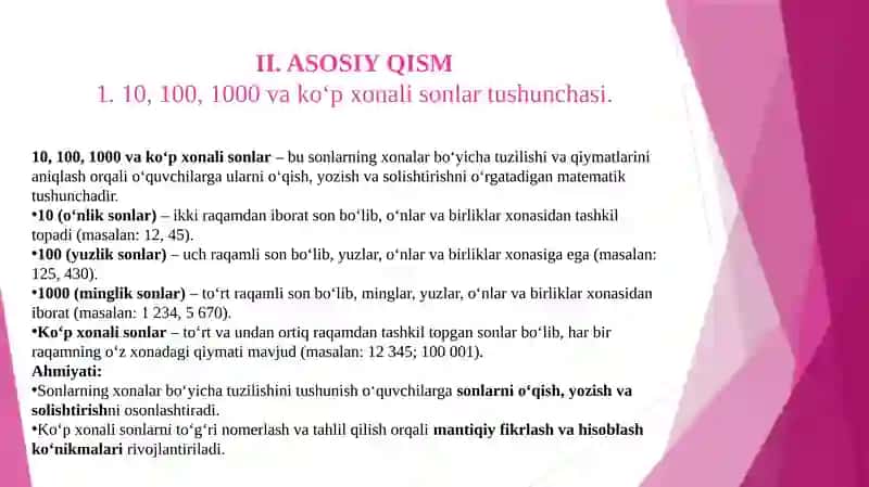 KONSENTRLAR (10, 100, 1000 VA KO’P XONALI SONLAR) BO’YICHA NOMERLASHGA O’RGATISH METODI 4