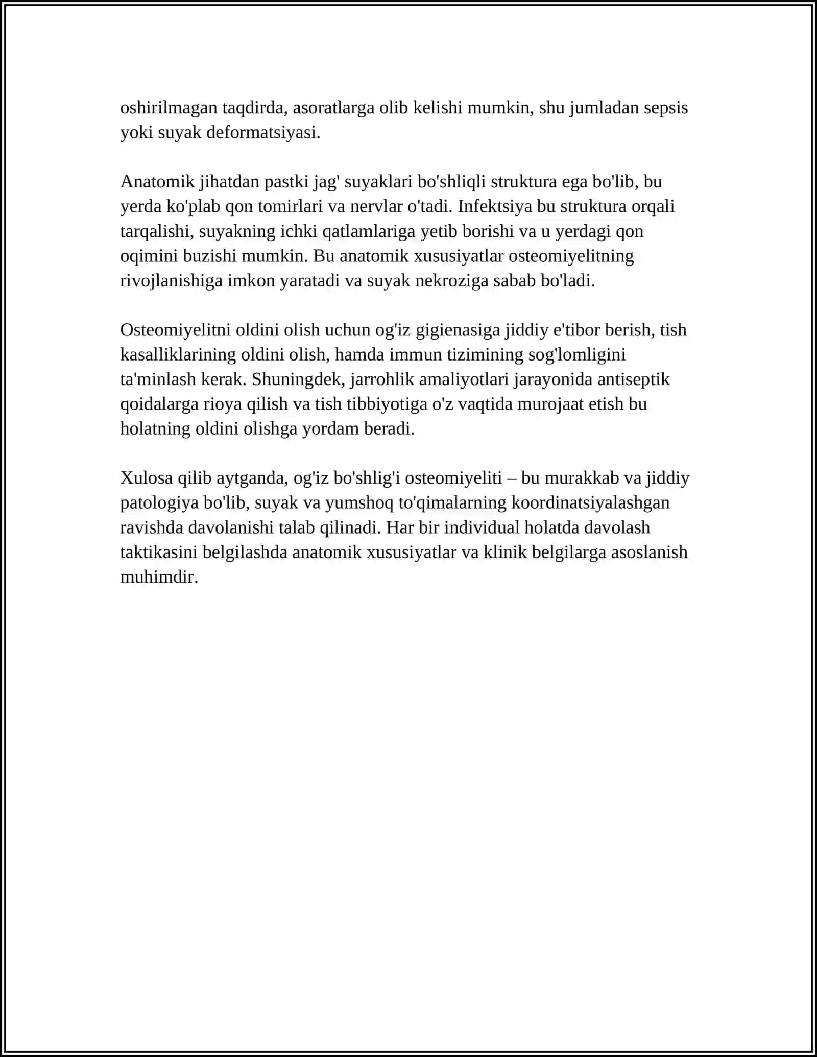 OG'IZ BO'SHLIG'I OSTEOMIYELETE VA FLEGMONASI 4