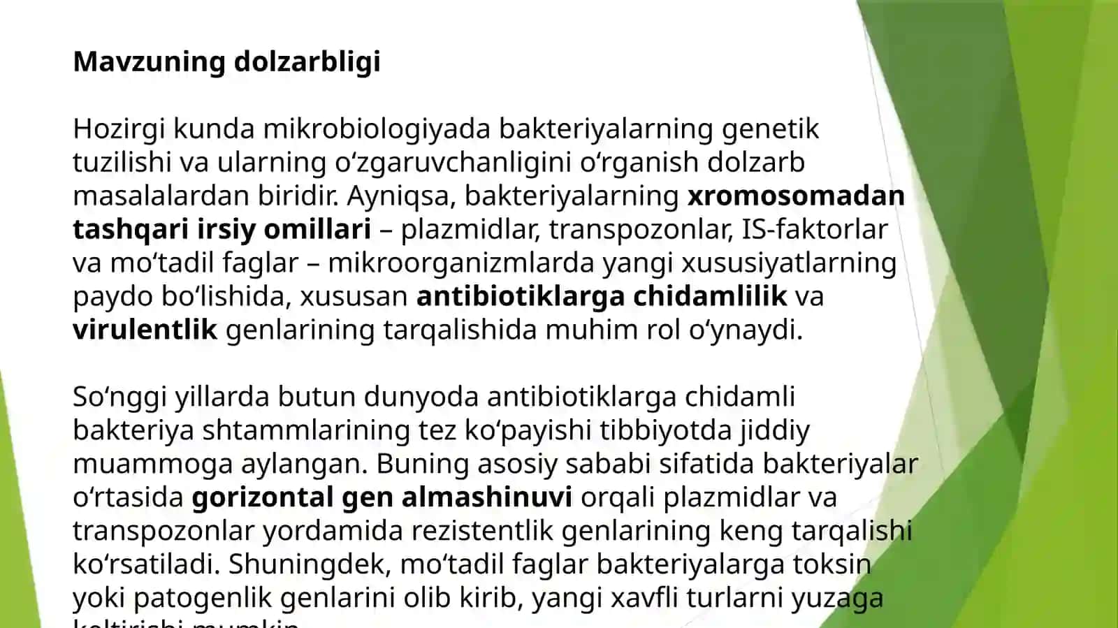 Bakterial irsiyatning xromosomadan tashqari omillari (plazmidlar, trasnpozonlar, Is-faktorlar, mo’tadil faglar), tibbiyotdagi ahamiyati 4