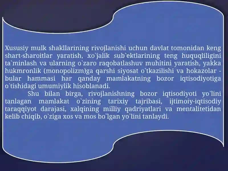 Bozor iqtisodiyotiga o'tishning modellari 4