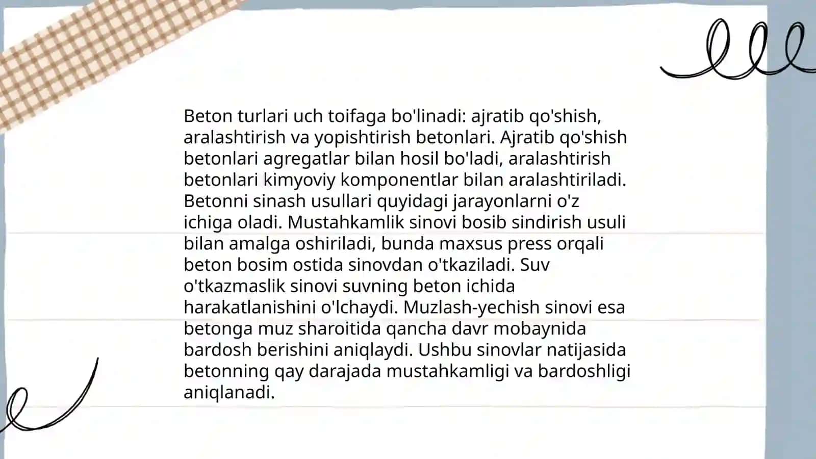 Qurilish materiallari turlari va ularning sinov usullari 4