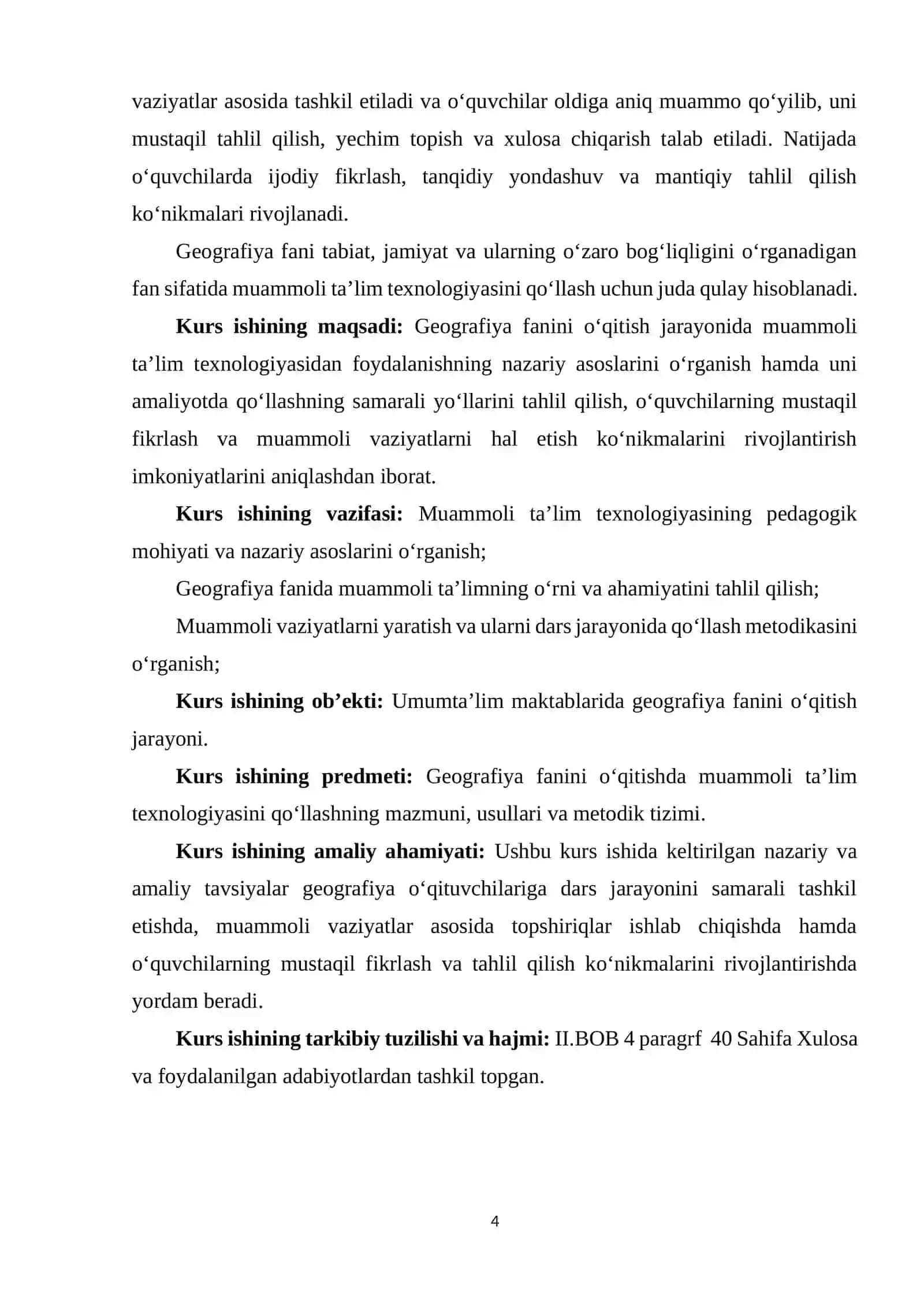 GEOGRAFIYA FANIDAGI MUAMMOLI TA’LIM TEXNOLOGIYASIDAN TA’LIM JARAYONIDA FOYDALANISH 4