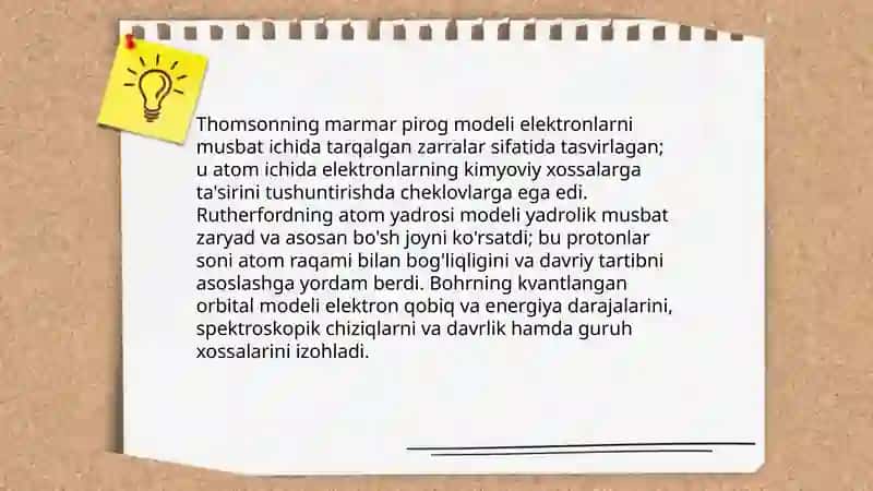 Elementlarning davriy sistemasi atom tuzilishini nazariyalari bilan bog'liqligi 4