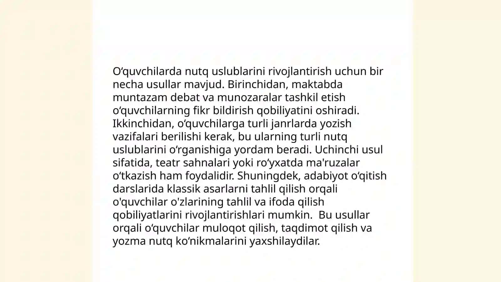 Nutq uslublarini òqitish orqali òquvchilarda muloqot madaniyatini shakllantirish metodikasi 4