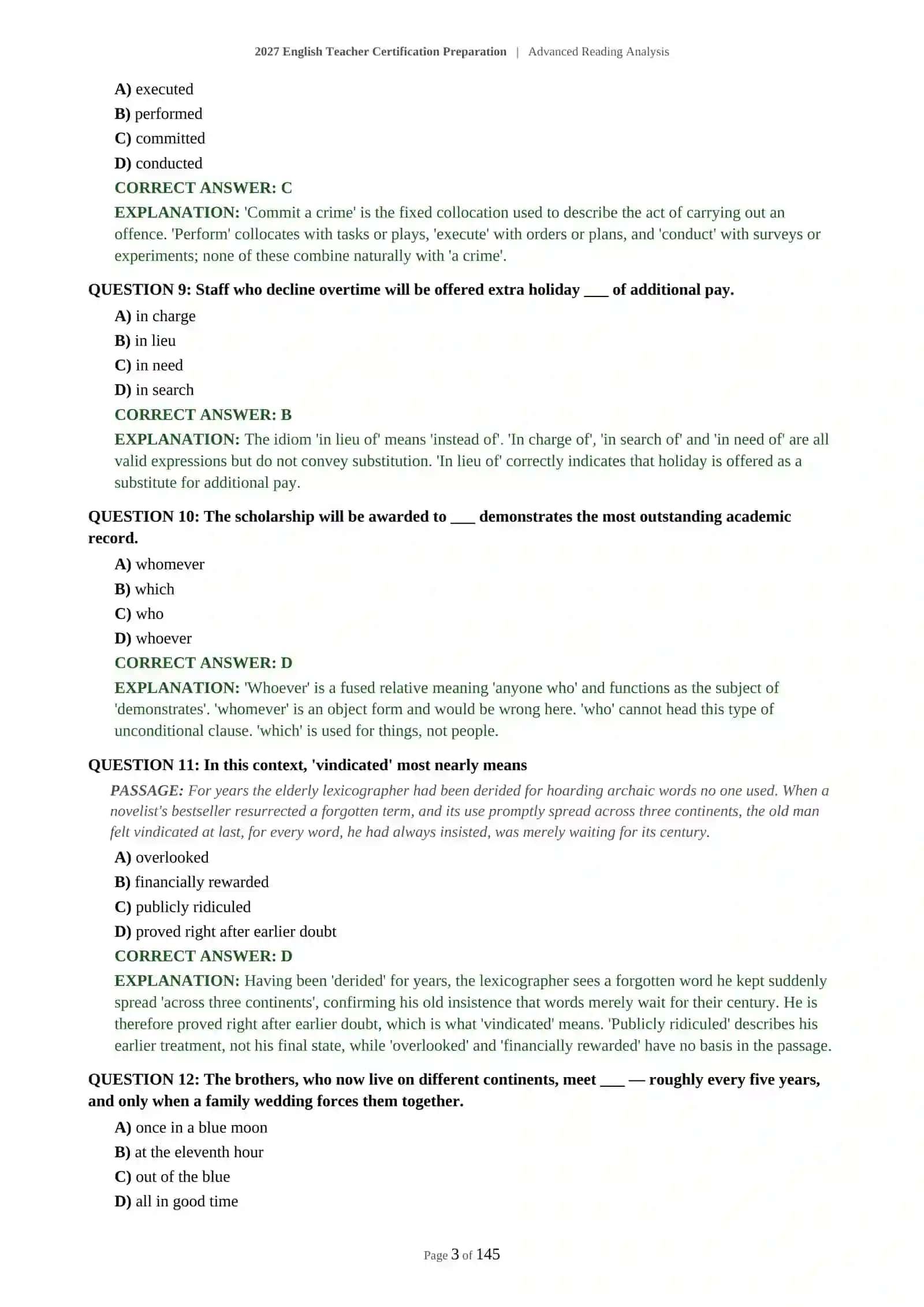 Advanced English Teacher Certification Preparation | Advanced Reading Analysis 4