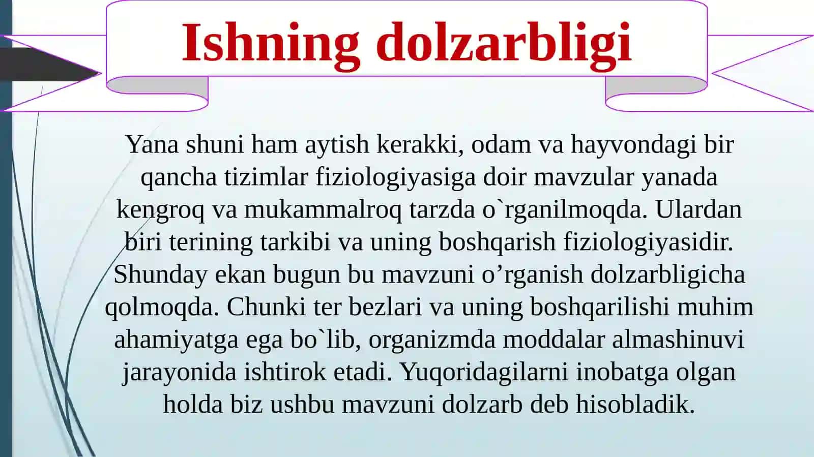 Terivauning vazifalari, terbezlari, terining tarkibi, terlashni boshqarilishi 4