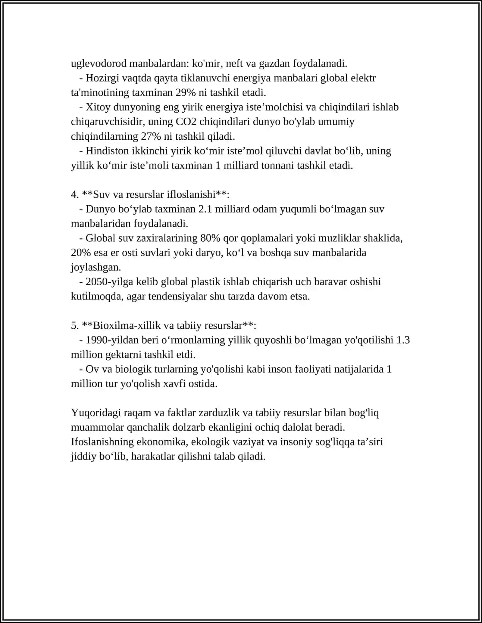 ZARDUWTIYLIKDA TABIATNING ULUĢLANIWI TEST 4