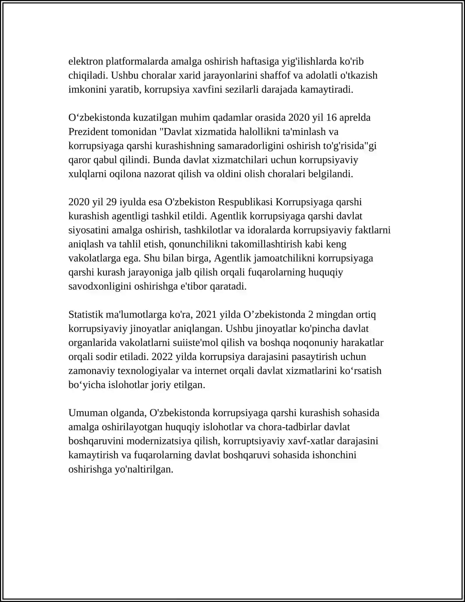 Oʻzbekistonda korrupsiyaga qarshi kurashish mexanizmlari 4