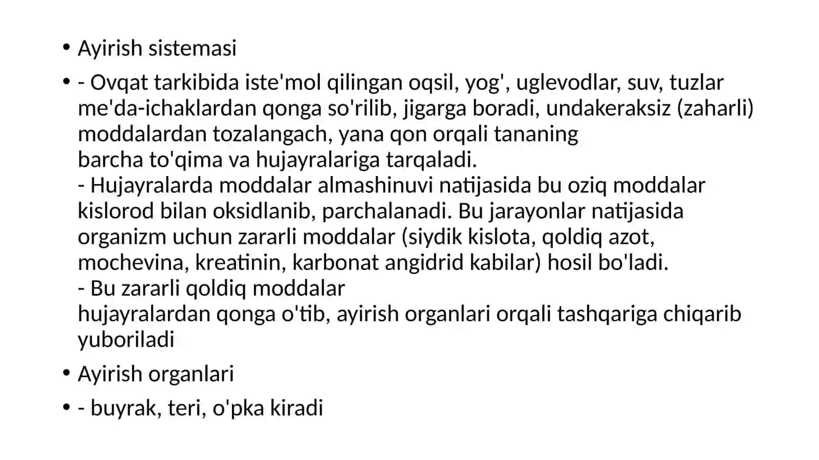 Ayirish tizimiga kiruvchi azolarning tuzilishi, fiziologiyasi 4