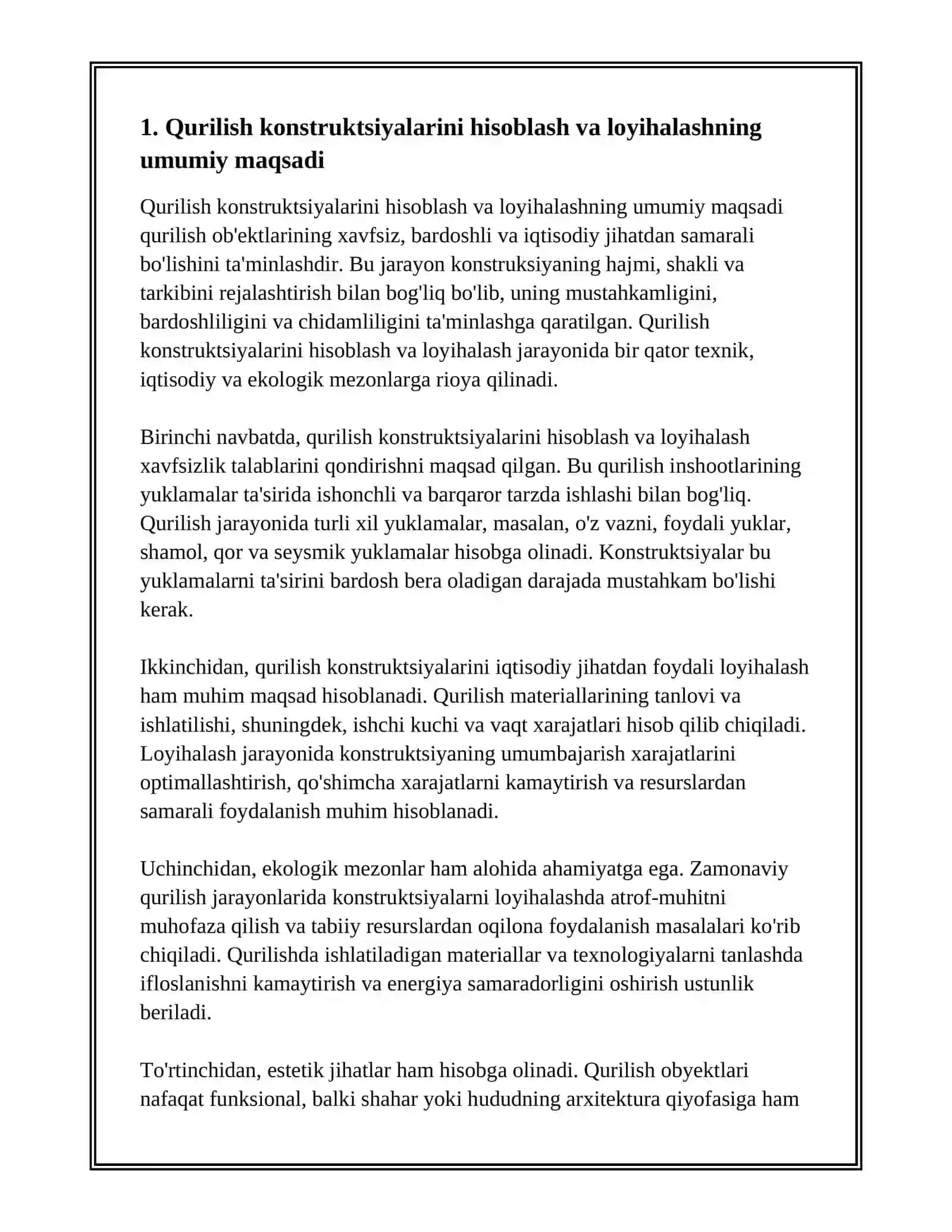 QURILISH KONSTRUKSIYALARINI HISOBLASH VA LOYIHALASHNING MAQSADI VA VAZIFALARI 4