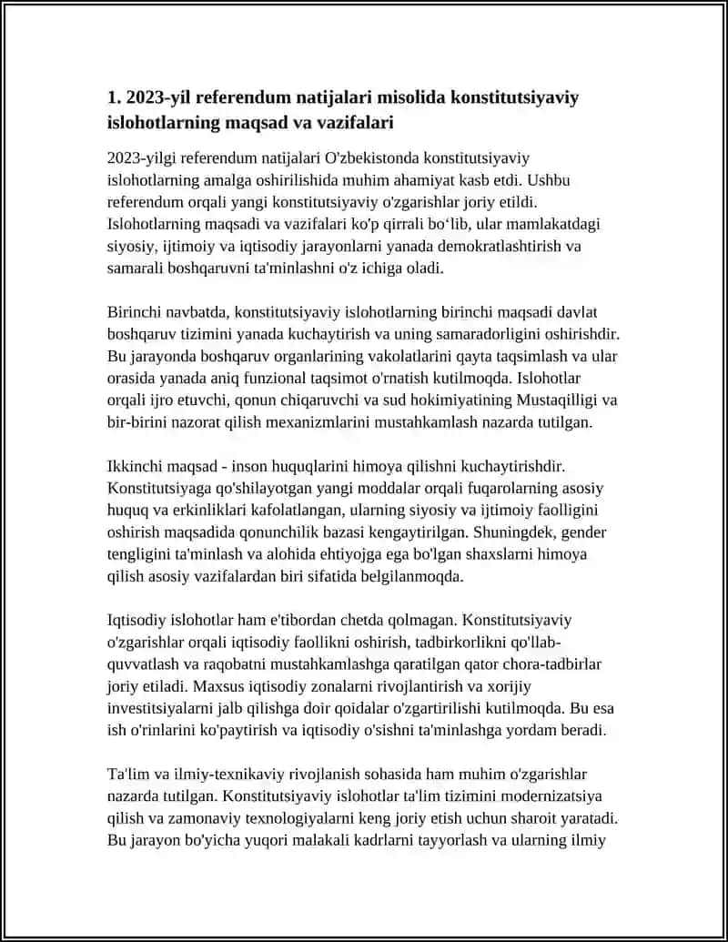 O‘ZBEKISTONDA AMALGA OSHIRILAYOTGAN KONSTITUTSION ISLOHOTLAR (2023-YIL REFERENDUM NATIJALARI MISOLIDA) 4