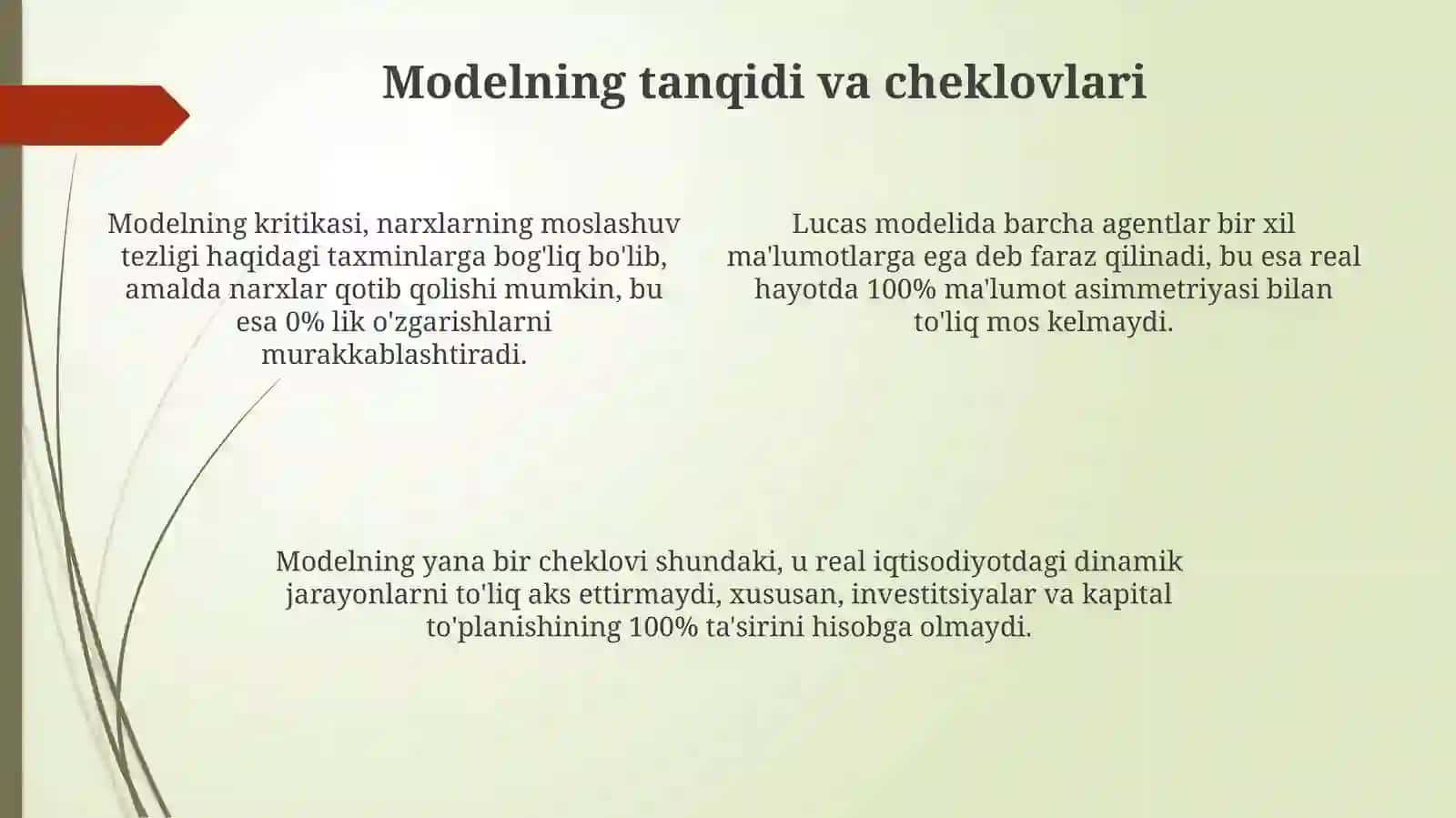 Robert lucasning “nomukammal axborot” modeli 4