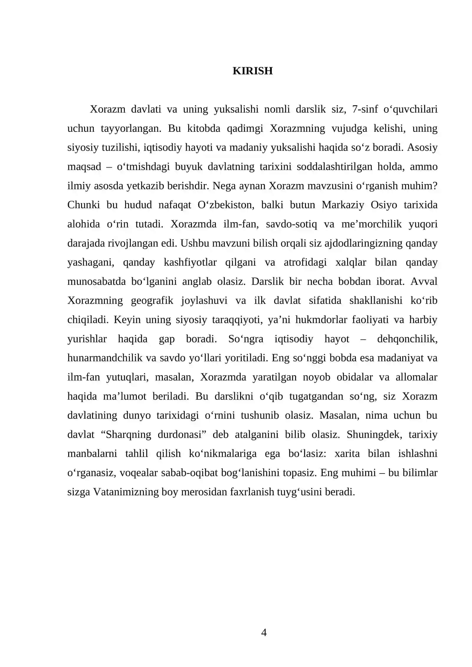 XORAZM DAVLATI VA UNING YUKSALISHI. 7 - SINF 4