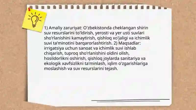 O'zbekiston sharoitida sho'r suvlarni chuchuklashtirish g'oyasini yaratish 4