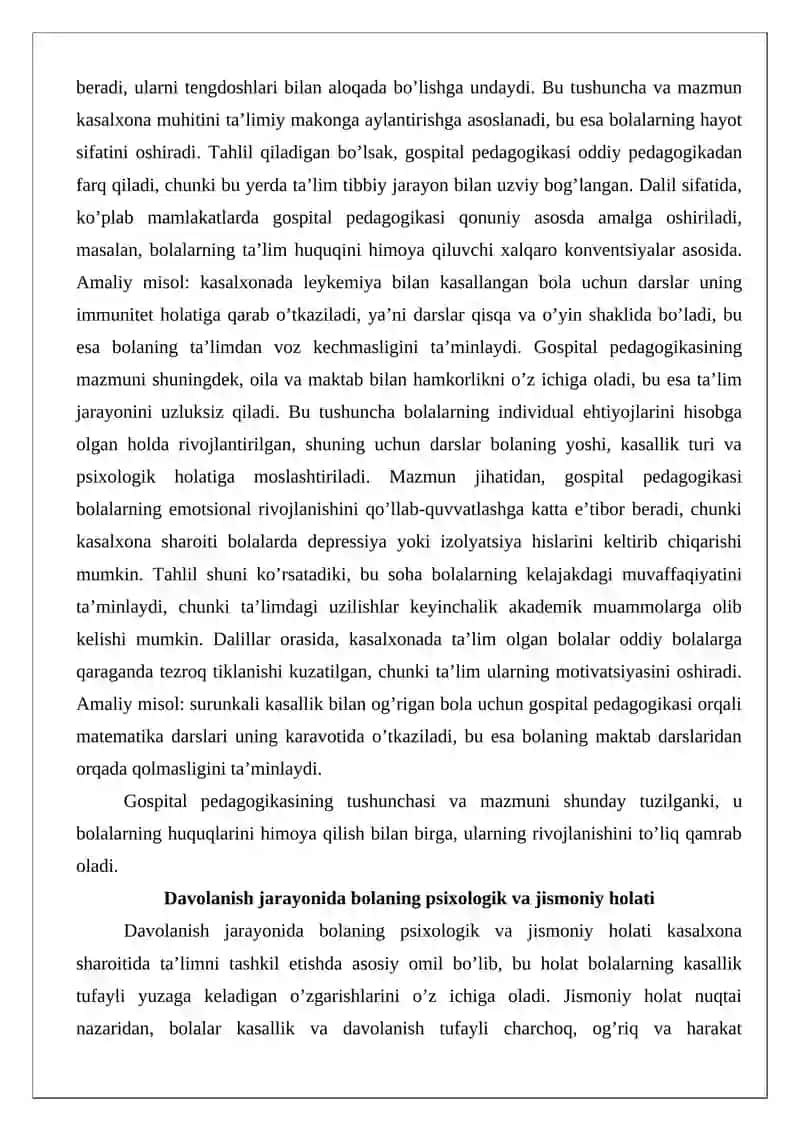 Gospital pedagogikada bolaning holatiga qarab moslashtirilgan darslar 4