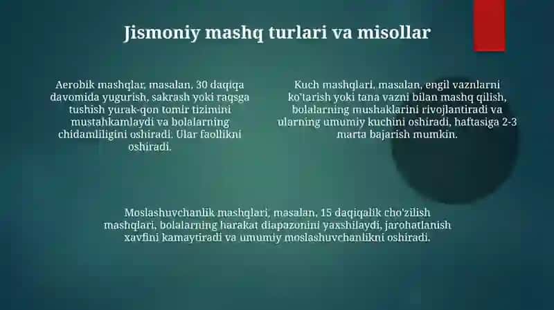 Jismoniy mashqlar bolani mustahkamlash 4