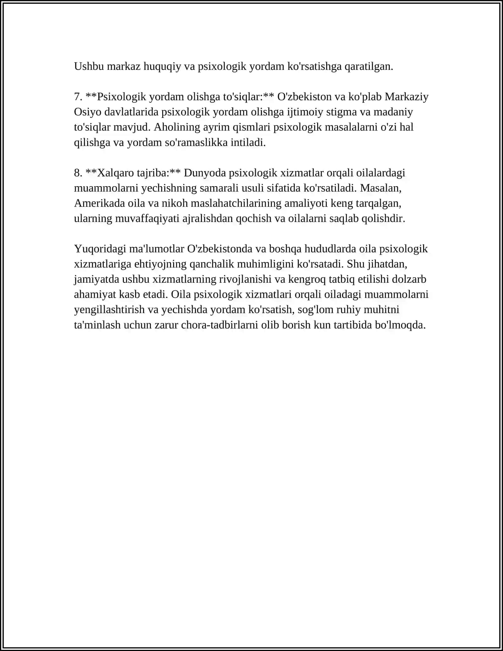 Oila psixologik xizmatlariga ehtiyojni aniqlash 4